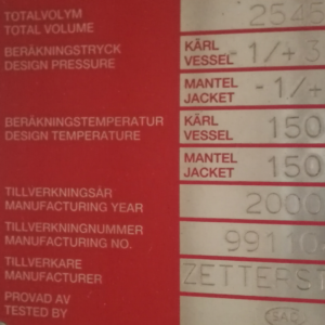 2545 liter tank i Syrafast 316